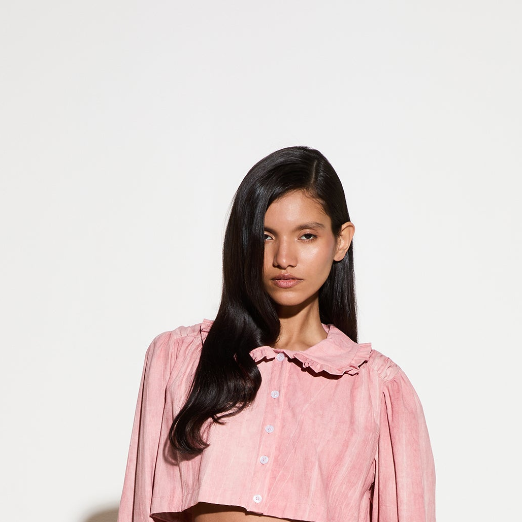 CROP Bluse mit Kragen