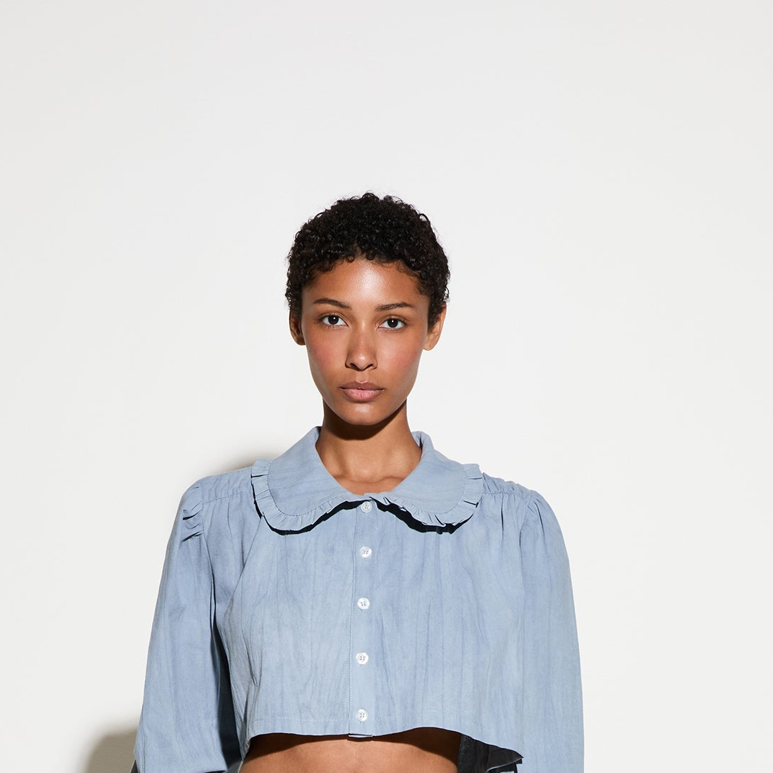 CROP Bluse mit Kragen