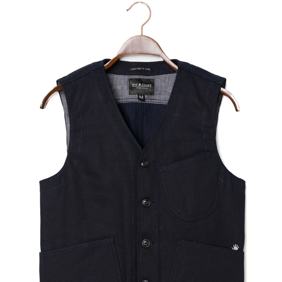 fit & craft | WESTE- MNEME VEST Shashiko indigo blau
